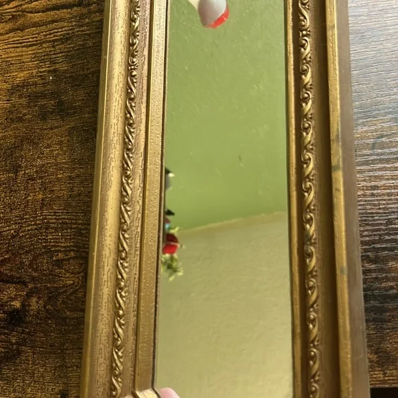 1970s Gold Rectangle Midcentury Modern Mirror - Picture 7 of 7